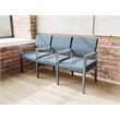 Pemberly Row Waiting Reception 3 Seat Tandem Seating Wood Frame in Blue