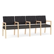 Pemberly Row Waiting Reception 4 Seat Tandem Seating Wood Frame in Gray