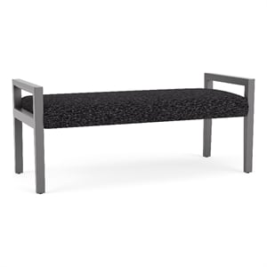 Pemberly Row Waiting Reception 2 Seat Bench Wood Frame in Gray