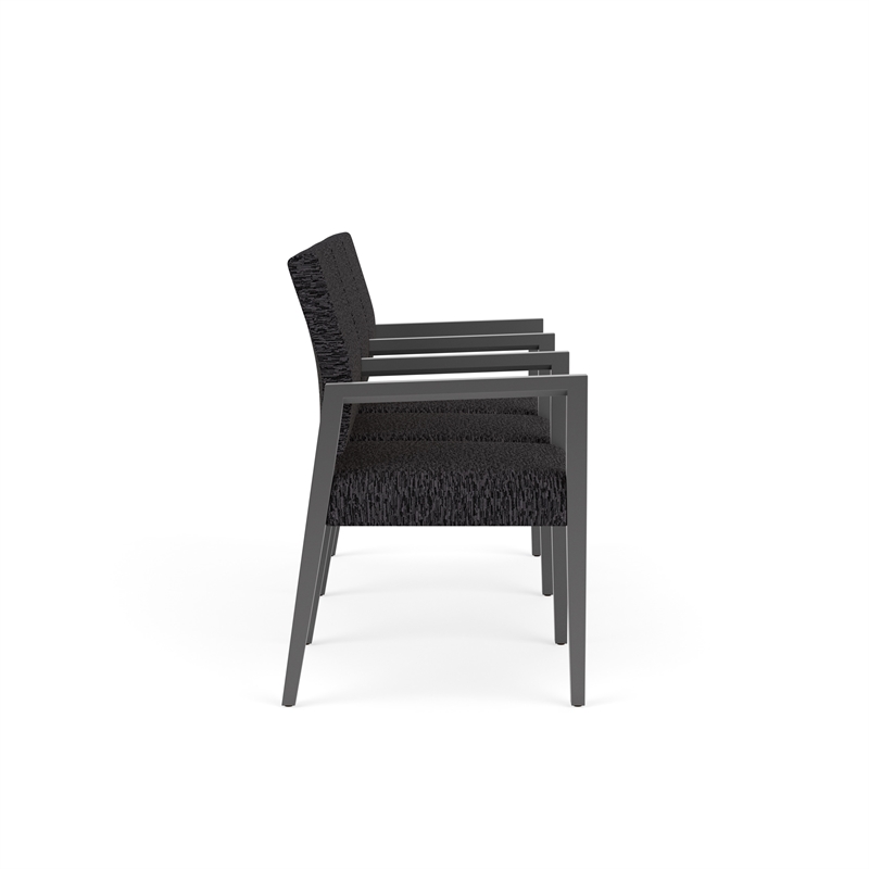 Pemberly Row Waiting Reception 3 Seat Tandem Seating Wood Frame in Black