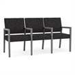 Pemberly Row Waiting Reception 3 Seat Tandem Seating Wood Frame in Black