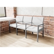 Pemberly Row Waiting Reception 3 Seat Tandem Seating Wood Frame in Gray