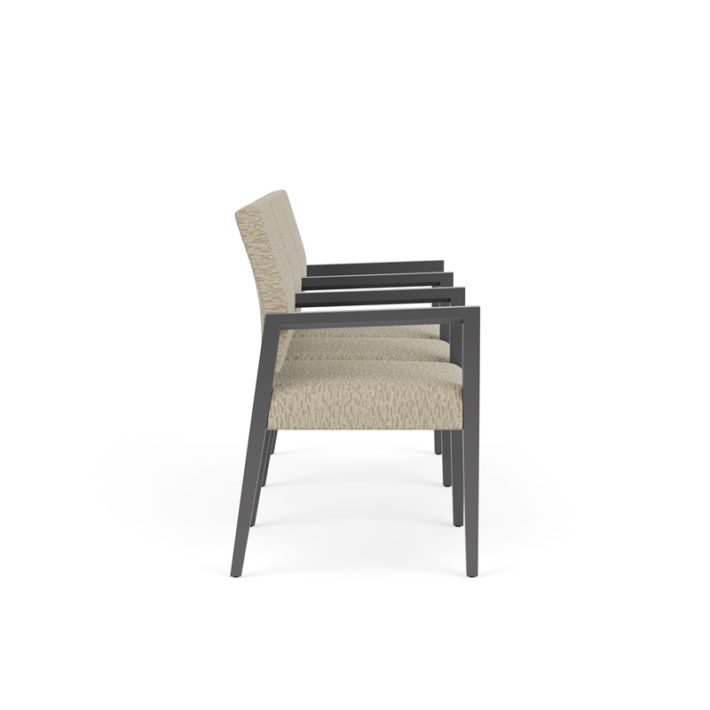 Pemberly Row Waiting Reception 3 Seat Tandem Seating Wood Frame in Beige
