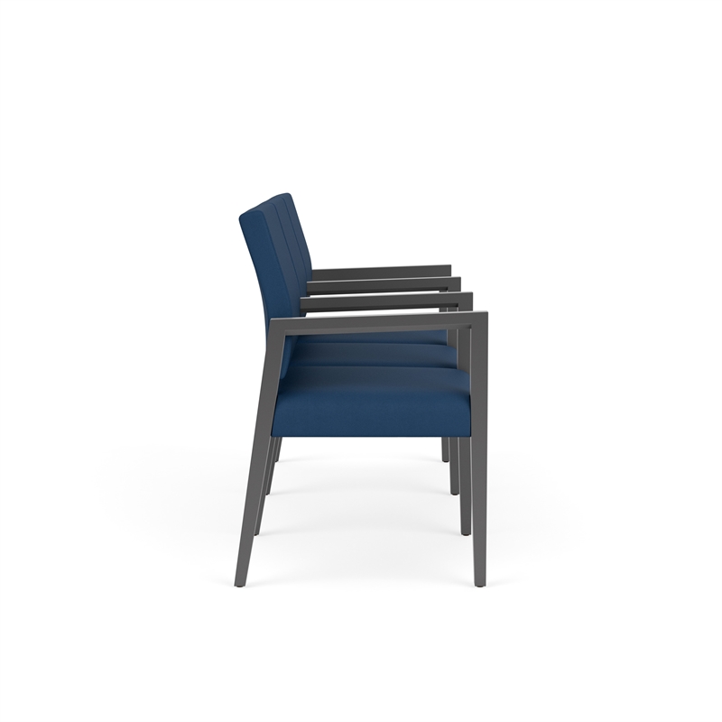 Pemberly Row Waiting Reception 3 Seat Tandem Seating Wood Frame in Blue