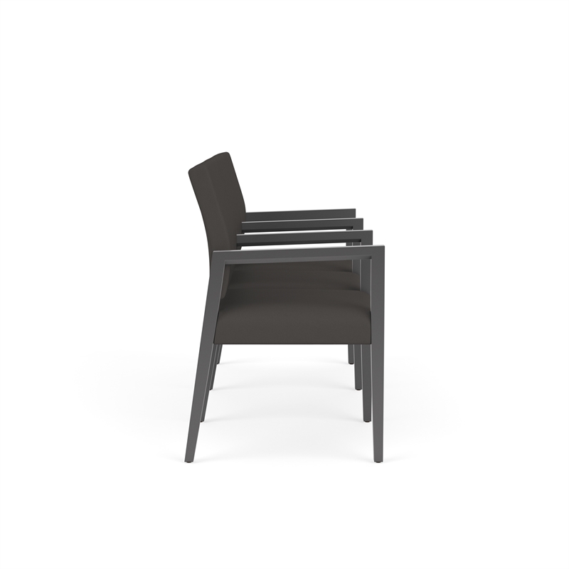 Pemberly Row Waiting Reception 3 Seat Tandem Seating Wood Frame in Gray