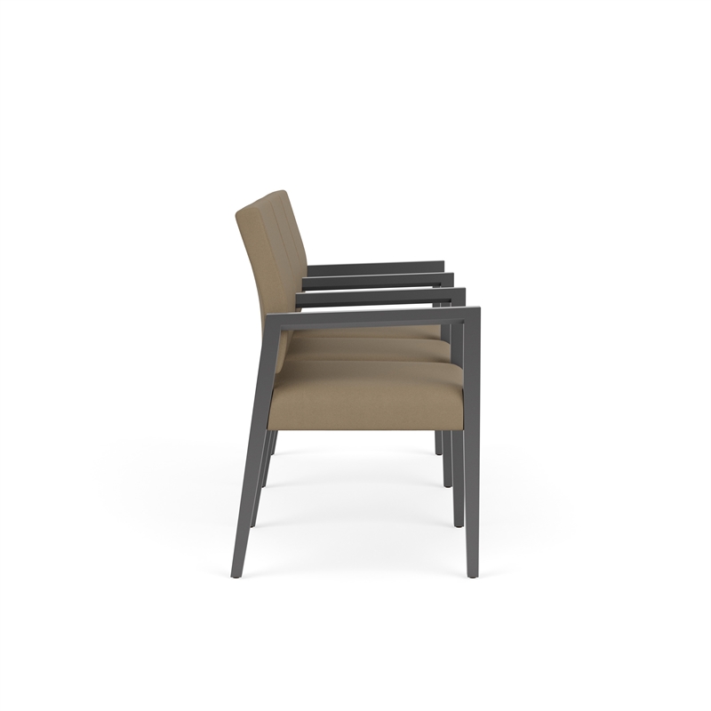 Pemberly Row Waiting Reception 3 Seat Tandem Seating Wood Frame in Brown