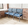 Pemberly Row Waiting Reception 3 Seat Tandem Seating Wood Frame in Blue