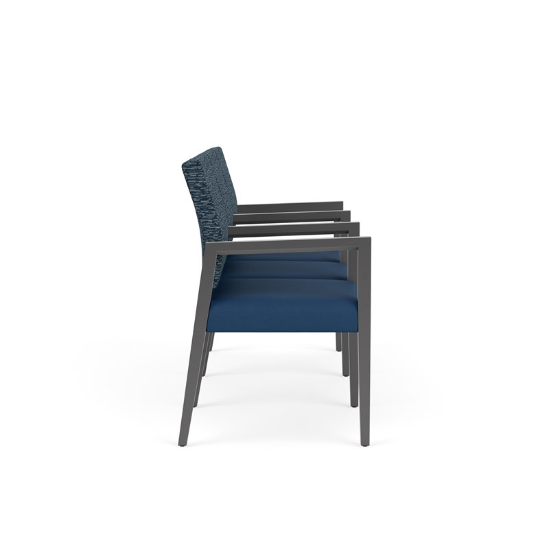 Pemberly Row Waiting Reception 3 Seat Tandem Seating Wood Frame in Blue