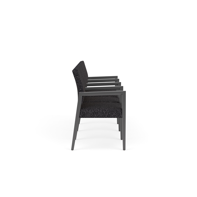 Pemberly Row Waiting Reception 4 Seat Tandem Seating Wood Frame in Black