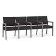Pemberly Row Waiting Reception 4 Seat Tandem Seating Wood Frame in Black