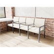 Pemberly Row Waiting Reception 4 Seat Tandem Seating Wood Frame in Beige