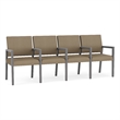 Pemberly Row Waiting Reception 4 Seat Tandem Seating Wood Frame in Brown