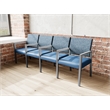 Pemberly Row Waiting Reception 4 Seat Tandem Seating Wood Frame in Blue