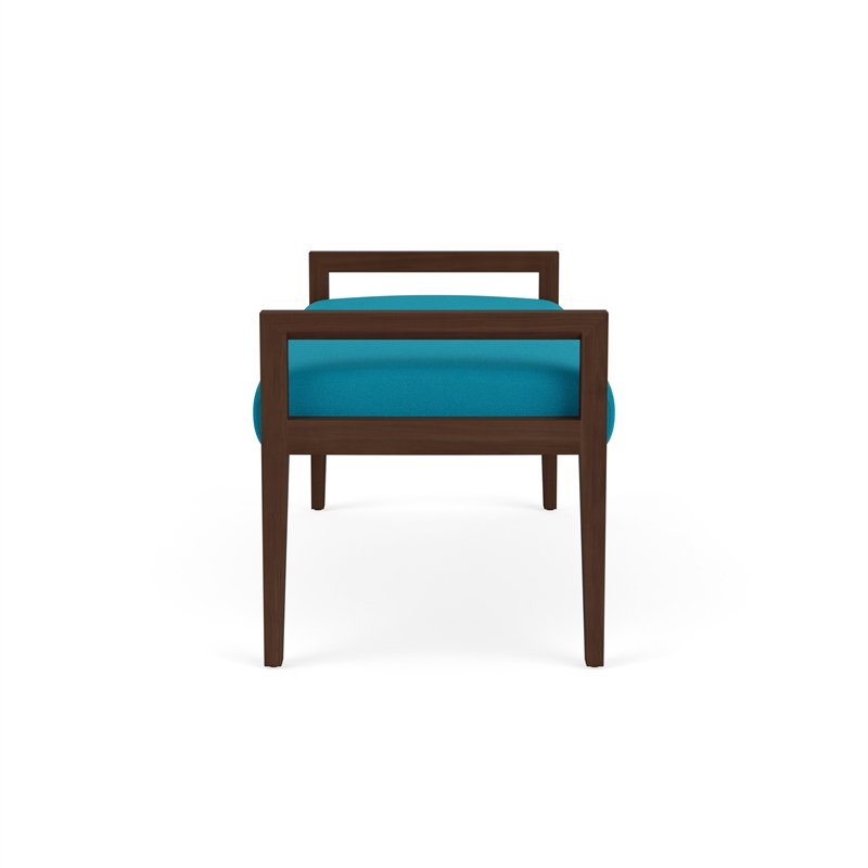 Pemberly Row Waiting Reception 2 Seat Bench Wood Frame in Teal