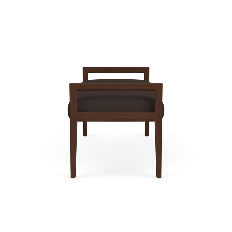 Pemberly Row Waiting Reception 2 Seat Bench Wood Frame in Brown