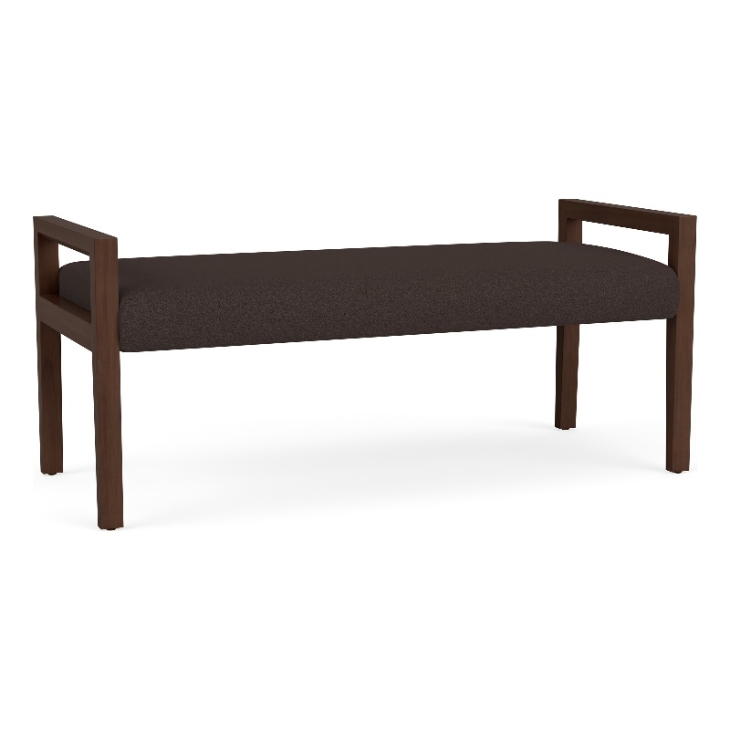 Pemberly Row Waiting Reception 2 Seat Bench Wood Frame in Brown
