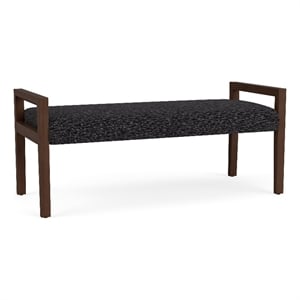 Pemberly Row Waiting Reception 2 Seat Bench Wood Frame in Gray