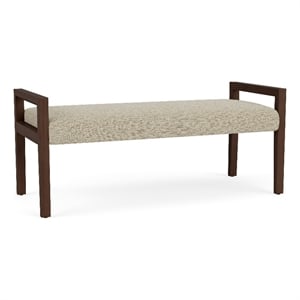 Pemberly Row Waiting Reception 2 Seat Bench Wood Frame in Brown