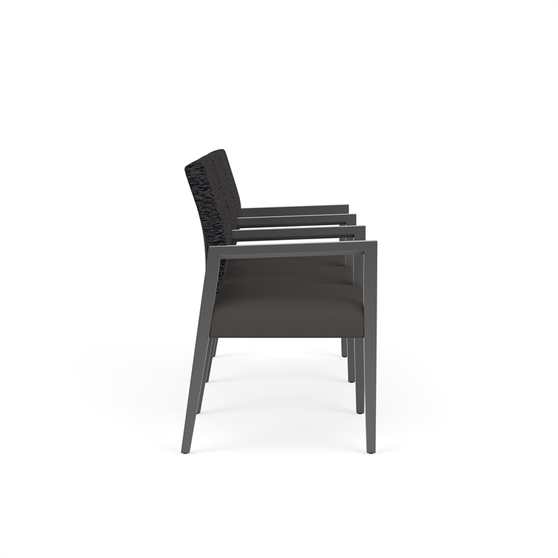 Pemberly Row Waiting Reception 3 Seat Tandem Seating Wood Frame in Gray