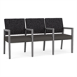 Pemberly Row Waiting Reception 3 Seat Tandem Seating Wood Frame in Gray