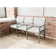 Pemberly Row Waiting Reception 3 Seat Tandem Seating Wood Frame in Gray