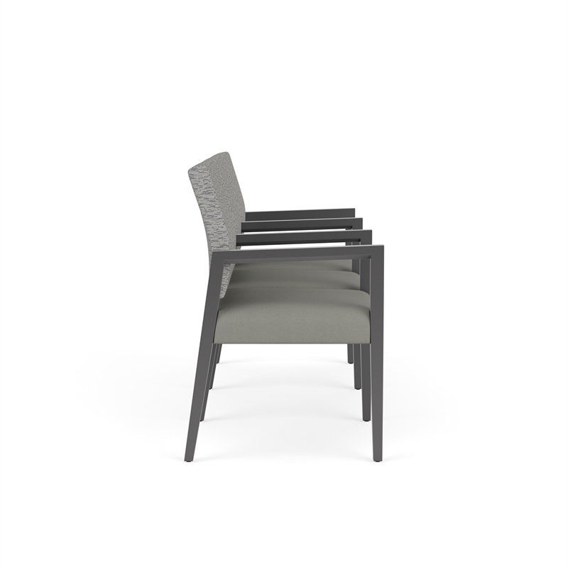 Pemberly Row Waiting Reception 3 Seat Tandem Seating Wood Frame in Gray