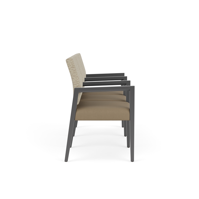 Pemberly Row Waiting Reception 3 Seat Tandem Seating Wood Frame in Brown
