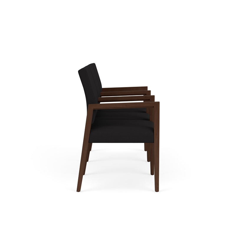 Pemberly Row Waiting Reception 3 Seat Tandem Seating Wood Frame in Black