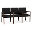Pemberly Row Waiting Reception 3 Seat Tandem Seating Wood Frame in Black