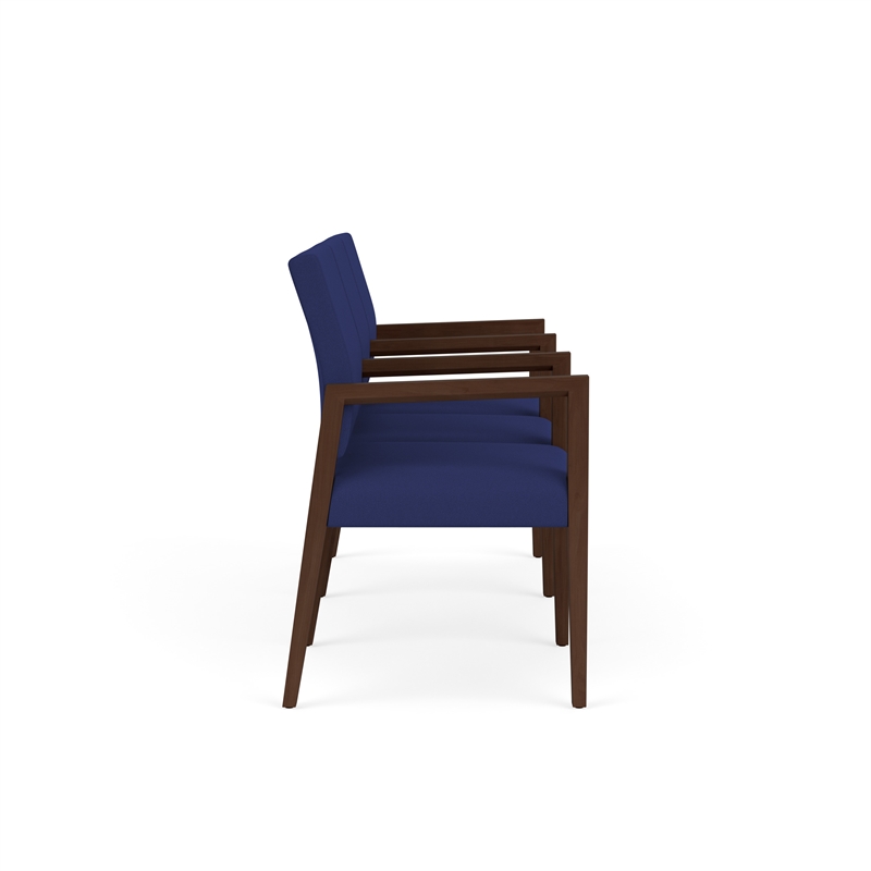 Pemberly Row Waiting Reception 3 Seat Tandem Seating Wood Frame in Blue