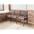 Pemberly Row Waiting Reception 3 Seat Tandem Seating Wood Frame in Brown
