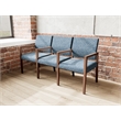 Pemberly Row Waiting Reception 3 Seat Tandem Seating Wood Frame in Blue