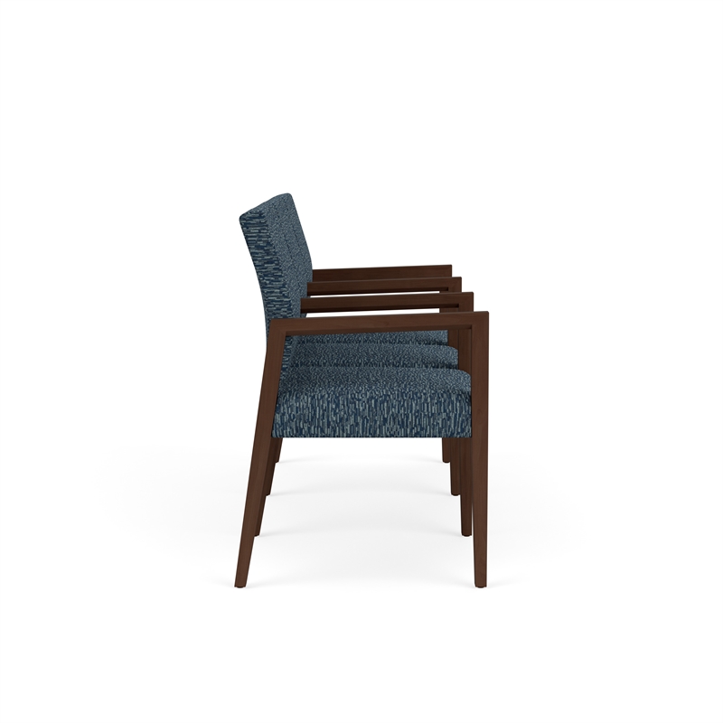 Pemberly Row Waiting Reception 3 Seat Tandem Seating Wood Frame in Blue