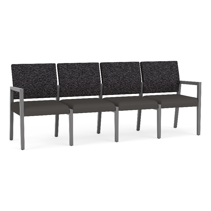 Pemberly Row Waiting Reception 4 Seat Tandem Seating No Center Arms in Gray