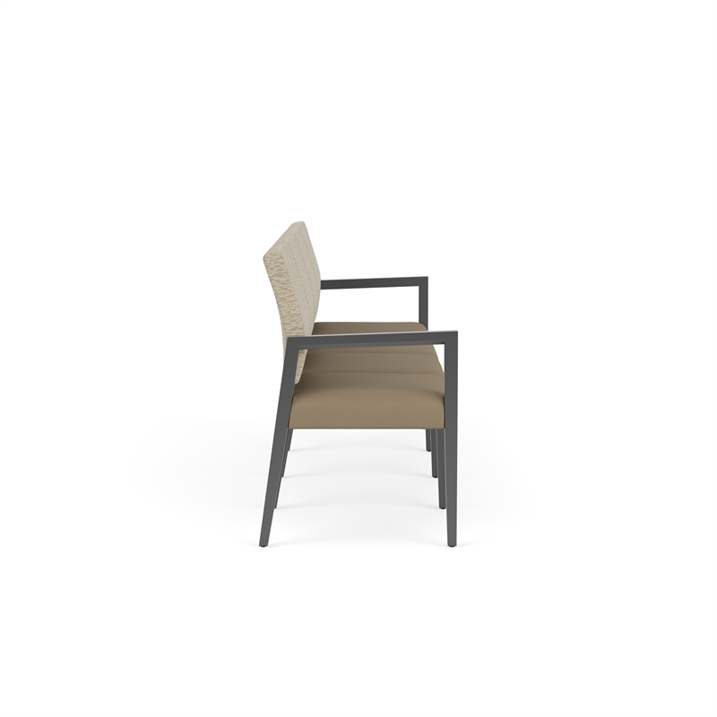 Pemberly Row Waiting Reception 4 Seat Tandem Seating No Center Arms in Brown