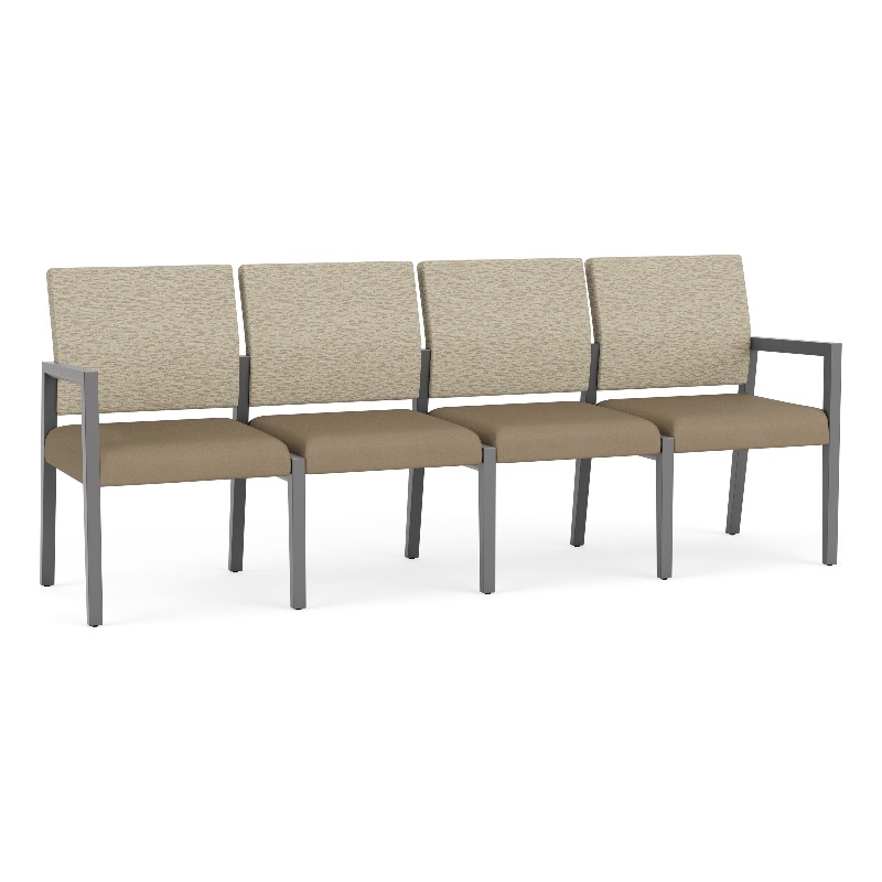 Pemberly Row Waiting Reception 4 Seat Tandem Seating No Center Arms in Brown