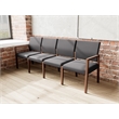 Pemberly Row Waiting Reception 4 Seat Tandem Seating No Center Arms in Black
