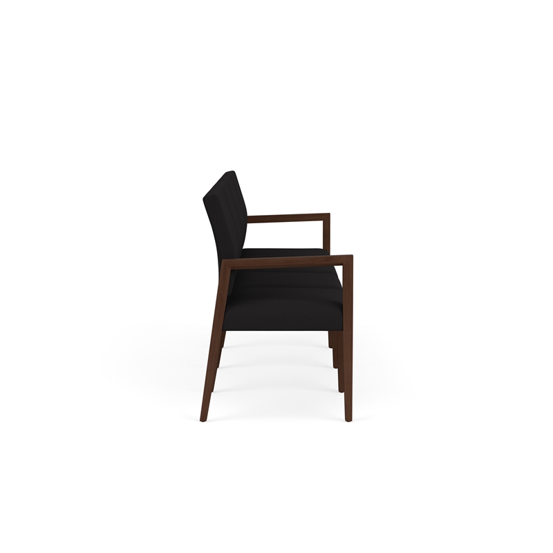 Pemberly Row Waiting Reception 4 Seat Tandem Seating No Center Arms in Black