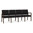 Pemberly Row Waiting Reception 4 Seat Tandem Seating No Center Arms in Black