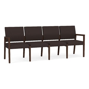 Pemberly Row Waiting Reception 4 Seat Tandem Seating No Center Arms in Brown