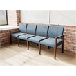 Pemberly Row Waiting Reception 4 Seat Tandem Seating No Center Arms in Blue