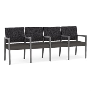 Pemberly Row Waiting Reception 4 Seat Tandem Seating Wood Frame in Gray