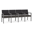 Pemberly Row Waiting Reception 4 Seat Tandem Seating Wood Frame in Gray