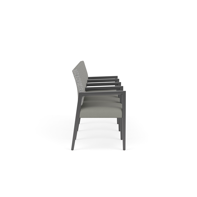 Pemberly Row Waiting Reception 4 Seat Tandem Seating Wood Frame in Gray