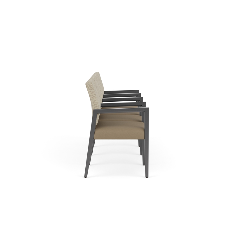 Pemberly Row Waiting Reception 4 Seat Tandem Seating Wood Frame in Brown