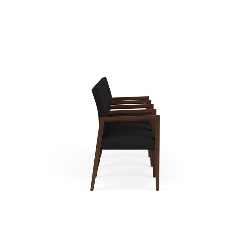 Pemberly Row Waiting Reception 4 Seat Tandem Seating Wood Frame in Black