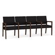 Pemberly Row Waiting Reception 4 Seat Tandem Seating Wood Frame in Black