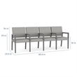 Pemberly Row Waiting Reception 4 Seat Tandem Seating Wood Frame in Blue