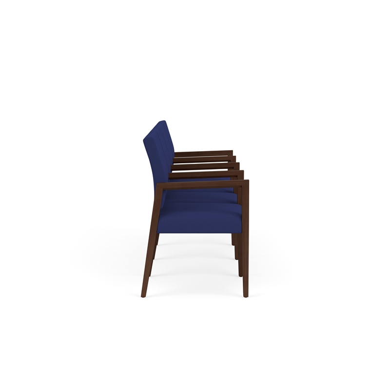Pemberly Row Waiting Reception 4 Seat Tandem Seating Wood Frame in Blue