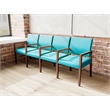 Pemberly Row Waiting Reception 4 Seat Tandem Seating Wood Frame in Teal